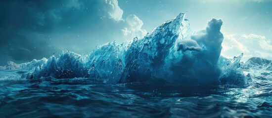 Obraz premium Frozen Iceberg in Stormy Ocean