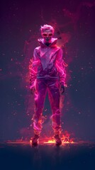 Fototapeta premium Edgy 3D Generation Z Avatar, Futuristic Sci-Fi Character Model with a Touch of Technological Magic