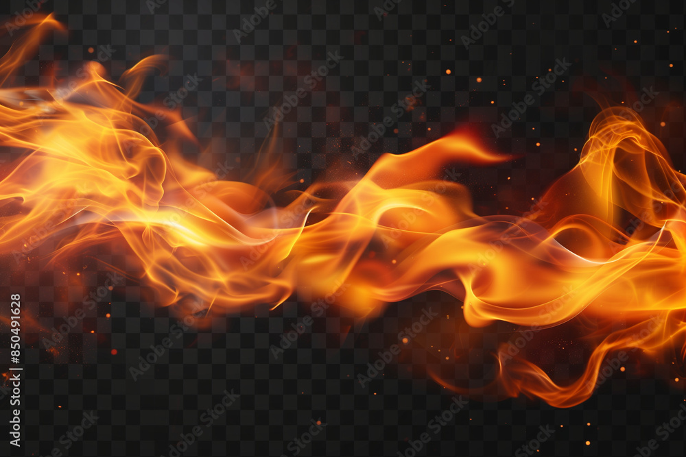 Aufkleber overlay of flame on a transparent background. long vertical strip of fire, the concept of a blaze, a