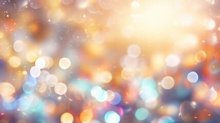 Obraz premium Abstract bokeh background of colorful glowing lights with soft focus in bright sunlight.silver and light glitter texture christmas abstract background.