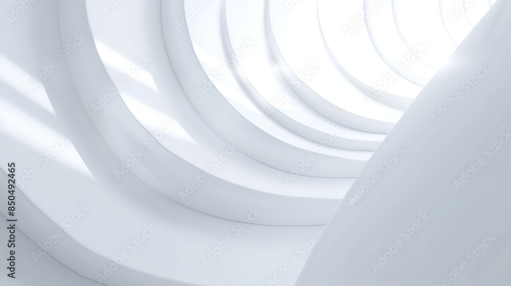 Aufkleber White 3d studio abstract background Clean and bright space with lights motion Shiny footage with copy space for business presentation Seamless loop : Generative AI