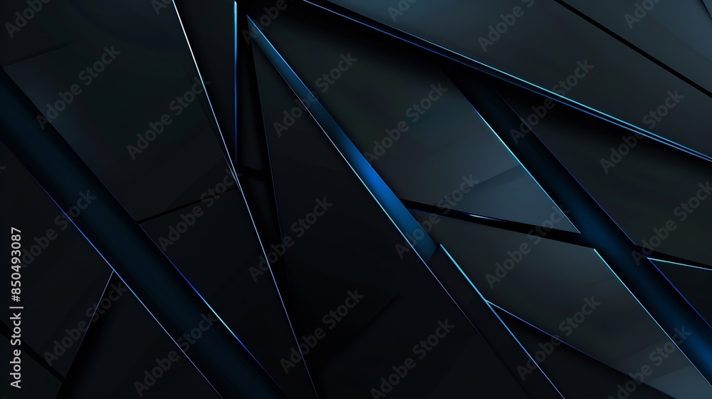 Leinwandbilder modern black blue abstract background minimal color gradient dark web banner geometric shape 3d effe