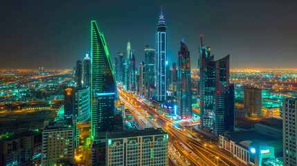 Obraz premium City skyline at night.