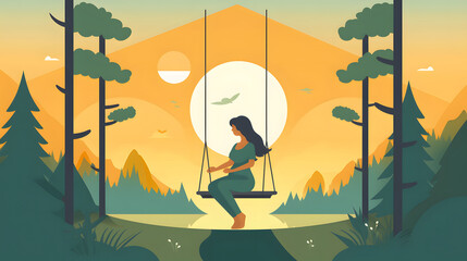 happy pregnant mom vector illustration