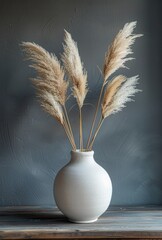 Dried Pampas Grass Arrangement in White Vase With Sunbeams