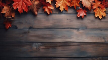 Obraz premium autumn leaves on wooden background