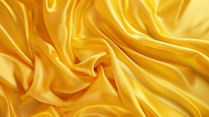 Fototapeta premium Yellow silk satin Draped fabric golden color Luxury background Space for design Template Flat lay top view tableWeb banner Christmasweddingbridalbeauty valentine romance award reward : Generative AI