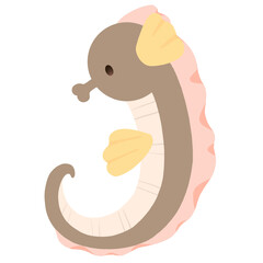 A cartoon of a seahorse