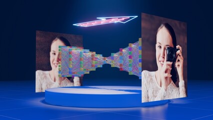 Visualization of Autoencoder for Image Denoising: From Noisy Input to Clean Output, 3D rendering
