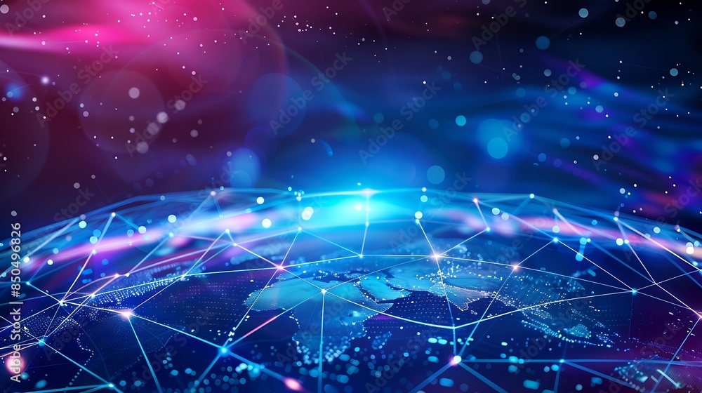 Poster Digital technology IoT Internet of Things Global internet network and social media communication for digital marketing and global business mobile banking via mobile app wireless techno : Generative AI
