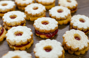 Linzer cookies filled with jam