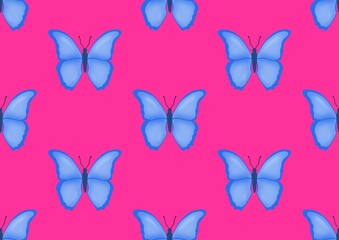 Butterfly. Pattern with butterflies. Blue butterfly. Nature. Summer season