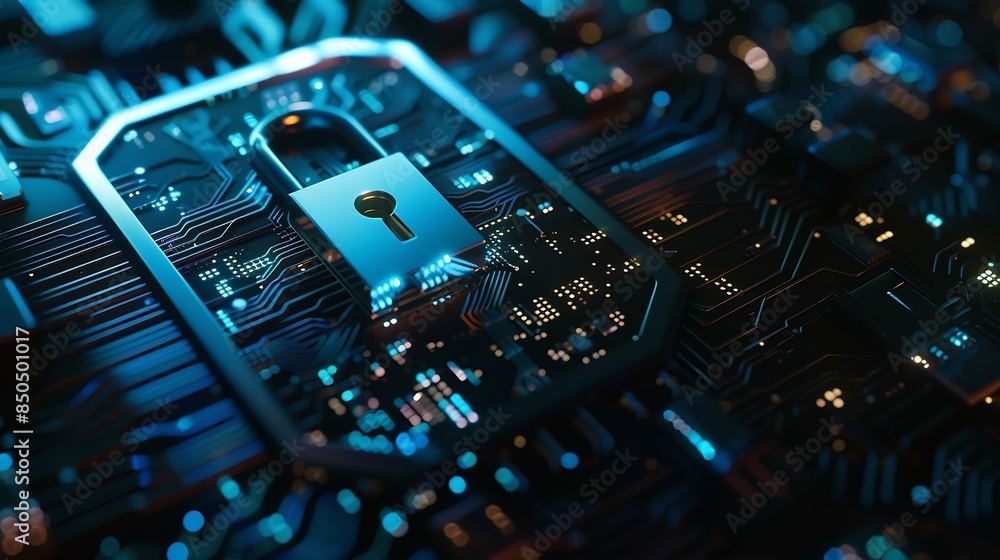 Aufkleber cybersecurity concept user privacy security and encryption secure internet access Future technology and cybernetics screen padlock vertical : Generative AI