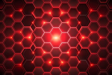 Abstract dark hexagon pattern on red neon background technology style. Modern futuristic geometric shape web banner design. You can use for cover template, poster, flyer, print ad. Vector illustration