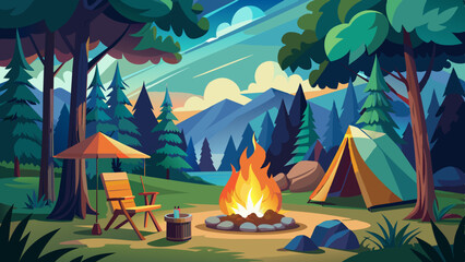 camping in the woods