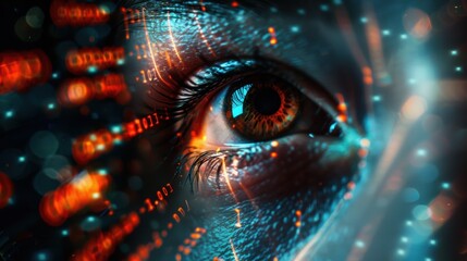 Human Eye with Digital Overlay. Generative AI.
