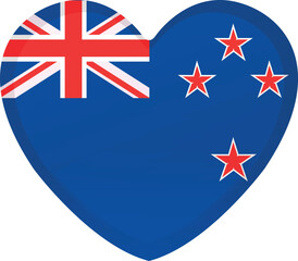 New Zealand heart shape flag icon