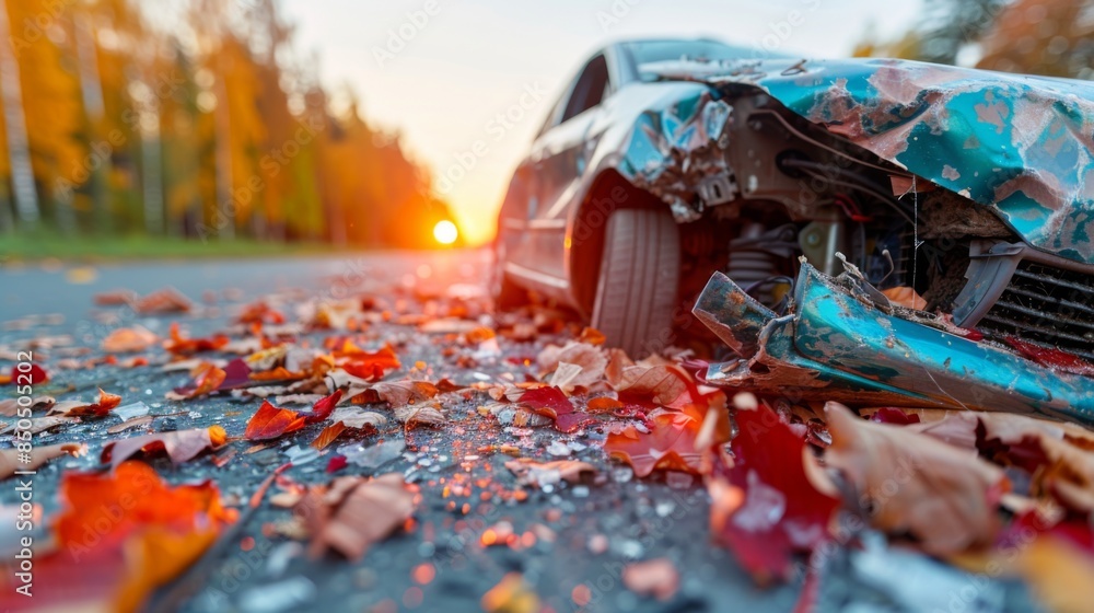 Aufkleber create an image of a minor rear-end collision on a city street during stop-and-go traffic.