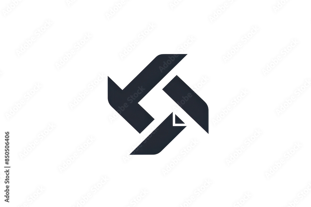 Poster abstract black geometric shape resembling arrows pointing in various directions, minimalistic design