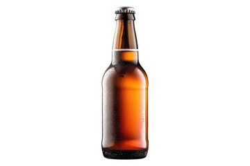 High-quality image of a frosted amber beer bottle, perfect for promotional materials, advertising, or product presentations.