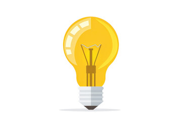 Illustration of a glowing yellow lightbulb isolated on a transparent background. symbolizing creativity, innovation, and bright ideas.