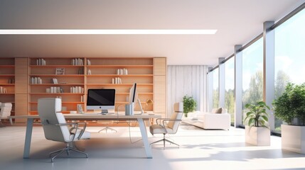 Interior of a modern office with copy space.