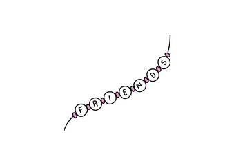 Friend ship bracelet illustration, cute bracelet friends drawing, friendship necklace