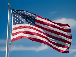Fototapeta premium american flag waving in wind