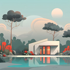 minimalist house by the water