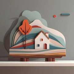 minimalist house with tree