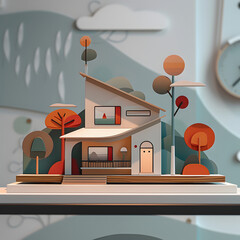 cozy house with autumn trees