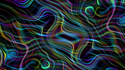 Moving random multicolored wavy texture. Psychedelic wavy animated abstract curved shapes.