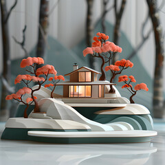 modern cabin in a forest