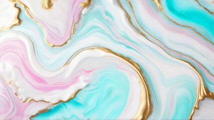 Luxury marble pink and aqua blue tone with gold glitter texture. Indigo ocean blue marbling with pink natural luxury style swirls of marble and gold powder geode pattern.