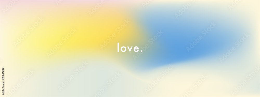 Aufkleber romantic gradient sky pattern. abstract light blue and yellow color vector banner. blurred heart con