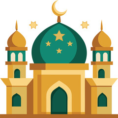 Vector flat vector Islamic mosque building
