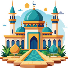 Vector flat vector Islamic mosque building