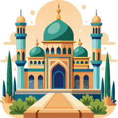 Vector flat vector Islamic mosque building