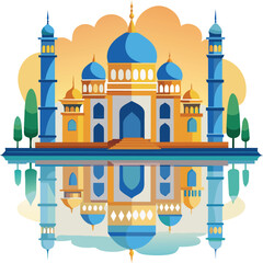 Vector flat vector Islamic mosque building