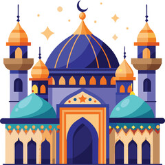 Vector flat vector Islamic mosque building