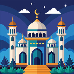 Vector flat vector Islamic mosque building