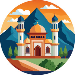 Vector flat vector Islamic mosque building