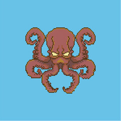 giant red octopus pixel art