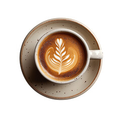 Cappuccino coffee cup with latte art isolated