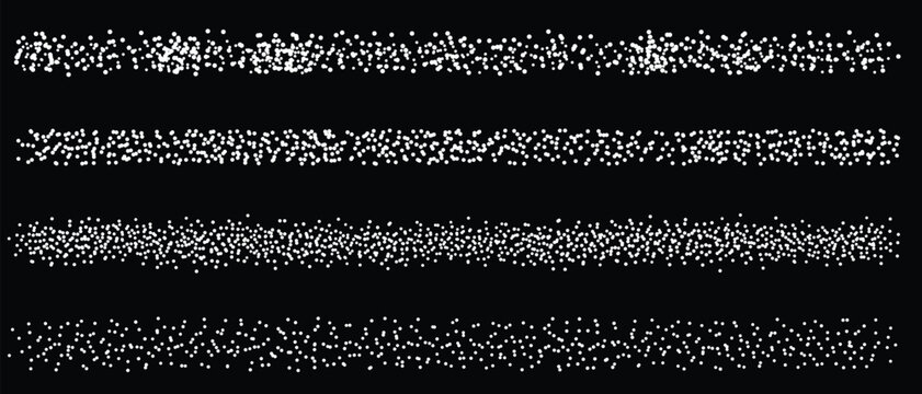 Stipple scatter brush, ink drawing and texturing. Stippling, dot work drawing, shading using dots. Halftone disintegration effect. White noise grainy texture.
