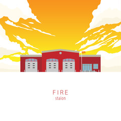 Fototapeta premium the fire station building with sky background