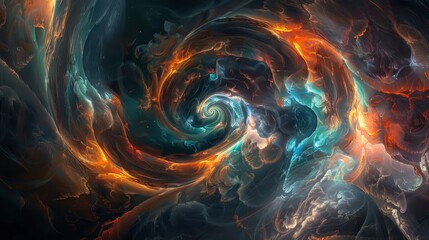 Obraz premium Vortexes of color depict life and death merging in infinite darkness backdrop