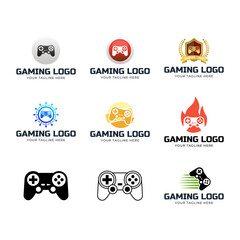 Set of Game console and video games stick logo design template