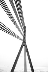 Fototapeta premium Detail of the Lower Rhine Bridge in Wesel. Road bridge over the Rhine. Cable-stayed bridge. 