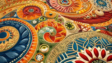 Intricate Rangoli-inspired patterns and radiant hues swirl for Diwali backdrop